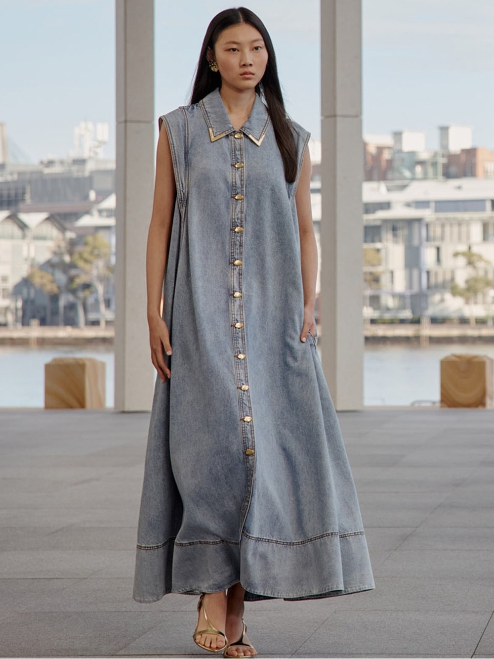 Aje NWOT AMARA DENIM MAXI DRESS